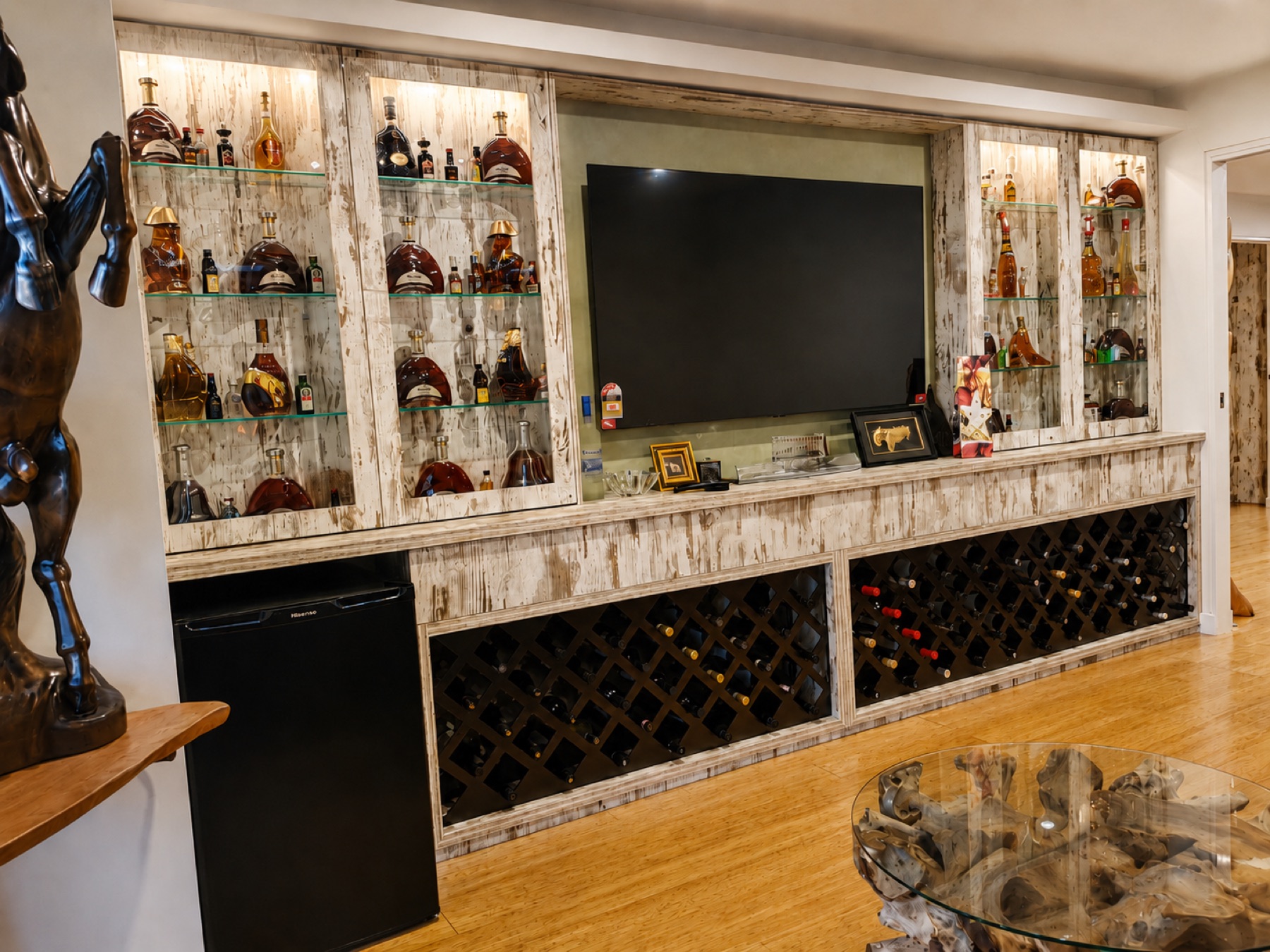 Entertainment unit project 7 with illuminated display and wine storage